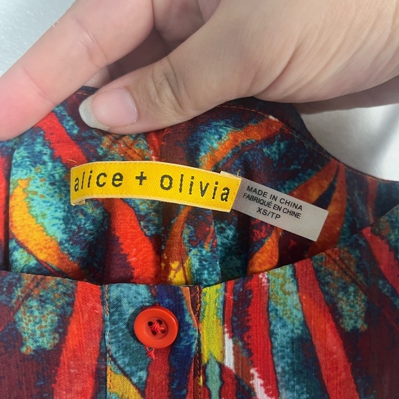 Alice + Olivia Rhi Tribal Tiered Hem Dress size XS spaghetti strap - Picture 5 of 8